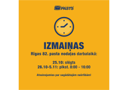 Opening hours of Riga post office No. 82 are temporarily changed